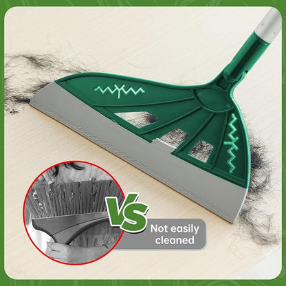 Magic Air Broom Household Silicone Broom for Floor Cleaning, Multifunctional Floor Squeegee with 60’’ Aluminum Adjustable Handle, Pet Hair for Glass, Fine Dust, Hair, Liquids (Green)