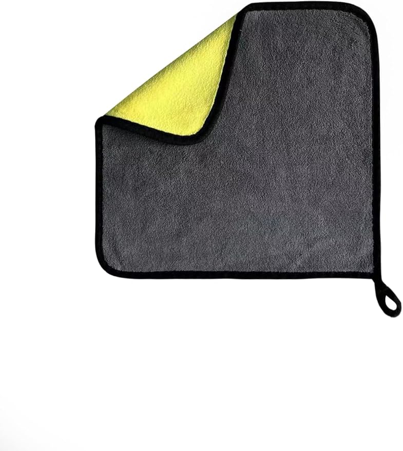 Microfiber cleaning cloth, Reusable and Lint-Free Cleaning Cloths for Car Wash, Detailing, Pet Drying, and Home Cleaning Supplies, Pack of 10 (10-Pack 11.8"" x 11.8""), Grey-yellow