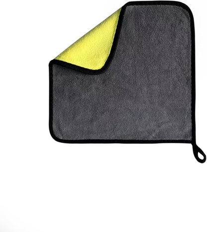 Microfiber cleaning cloth, Reusable and Lint-Free Cleaning Cloths for Car Wash, Detailing, Pet Drying, and Home Cleaning Supplies, Pack of 10 (10-Pack 11.8"" x 11.8""), Grey-yellow