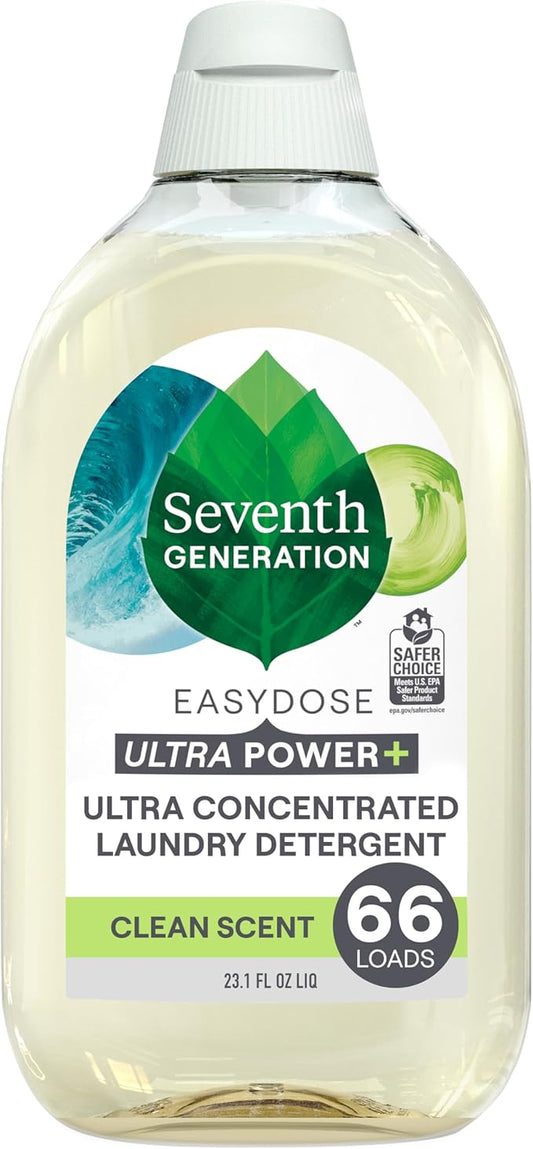 Seventh Generation Laundry Detergent, 23 oz (66 Loads) Ultra Concentrated EasyDose, Power+ Clean Scent