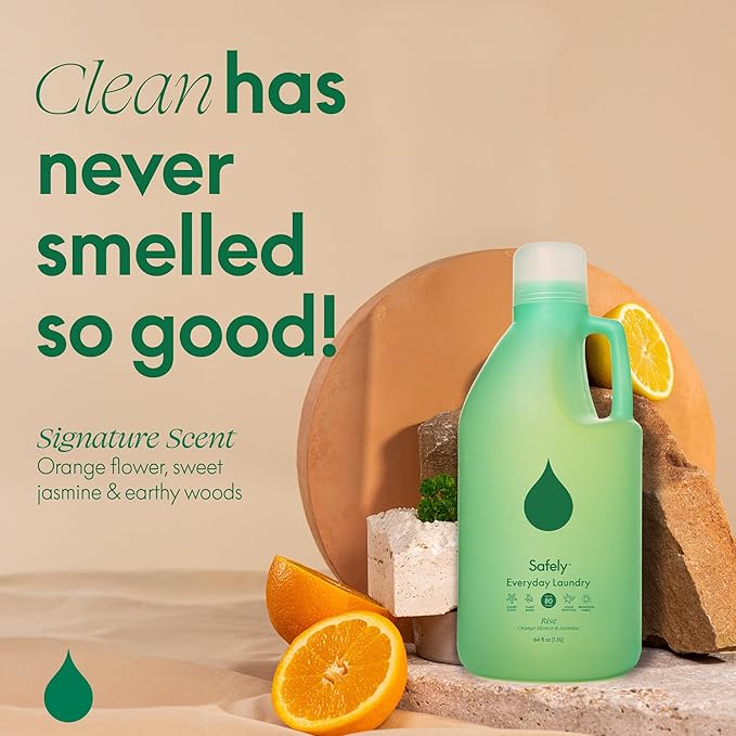 Safely Everyday Laundry Detergent Liquid Soap,Rise 1 Pack–Plant Powered,Natural & Highly Concentrated-Fight Stains & Wash Away Dirt, Impurities While Preserving Colors, Gentle On Skin, 64 fl oz