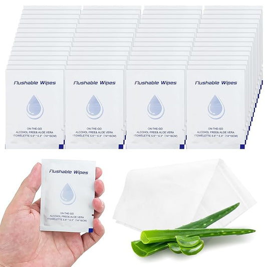 Flushable Wipes Travel Size，Flushable Wipes for Women Wet Wipes Travel Size，Butt Wipes for Women and Men，Wet Wipes Unscented Travel for Adult,Women,Men, Girl and Homeless (pack of 100, Aloe Vera)