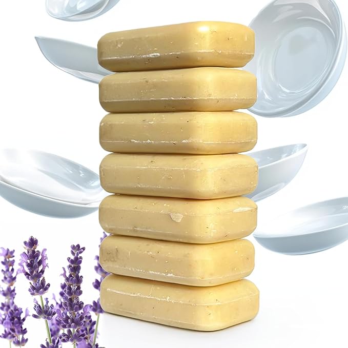 7 Big Dish Soap Bars with Lavender Oil & Natural Ingredients, Skin-Safe, Non-Toxic, Plastic-Free Packaging