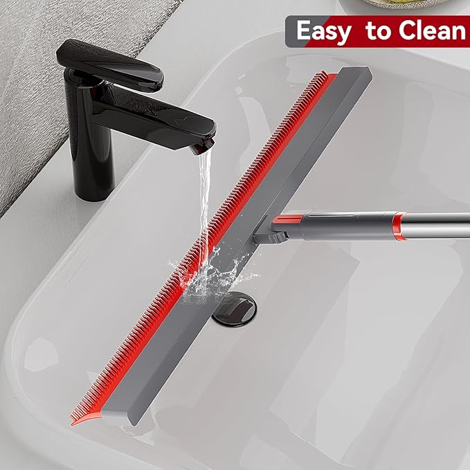 Multifunction Magic Broom 180 Degree Rotating Sweep and Scrape 2 in 1 Household Cleaning Air Broom with Adjustable Long Handle TPR Bathroom Squeegee for Pet Hair,Glass
