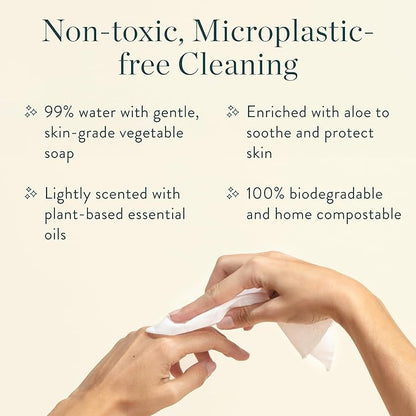 Biodegradable All-Purpose Wipes 3-Pack Refill - Non-Toxic Grapefruit Cleaning Wipes | Plant-Based Surface Cleaner for Home & Travel | Kid & Pet Friendly Wet Wipe | All Natural & Eco-Friendly