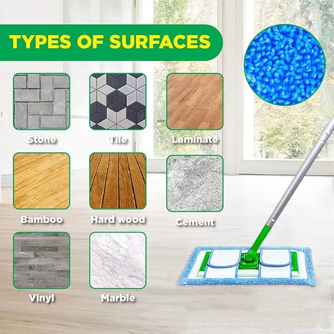 4 Pack Reusable Microfiber Mop Pads for Swiffer Sweeper and All 10-12 Inch Flat Mop Upgraded Wet Dry Cleaning Pads for All Hard-Floor