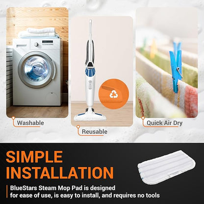 BlueStars [Upgraded] Steam Mop Pads Replacement Compatible with Black and Decker Steam Mop SM1600, SM1610, SM1620, HSMC1321, HSMC1321APB, HSMC1361SGP, BDH1855SM, BDH1760SM, SMP20 - Pack of 3