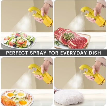 Oil Sprayer for Cooking, Atomization Olive Oil Dispenser Bottle for Cooking,Glass Olive Oil Sprayer, Patented Product,Continuous Spray with Portion Control, for Kitchen, Air Fryer, Salad, BBQ (Yellow)
