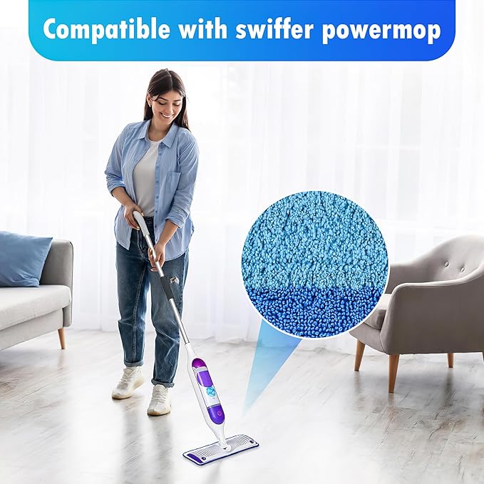 4 Pack Reusable Pads Refills for Swiffer Power Mop, Power Mop Refills for Swiffer PowerMop, Cleaning Stubborn Debris from Wooden Floors