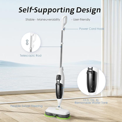 15 in 1 Steam Spin Mop Cleaner Machine with Handheld Unit for Cleaning Electric Steamer Mops for Hardwood Laminate Floor, Grout Tile, Car 120V