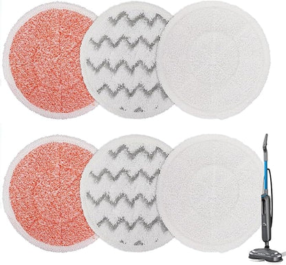 3897A Steam Mop Pads for Bissell SpinWave SmartSteam Scrubbing Steam Mop - Replacement Rotating Mop Head Fit 3897A 3712 3712W, Model No 1641112 (2+2+2