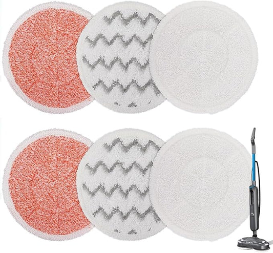 3897A Steam Mop Pads for Bissell SpinWave SmartSteam Scrubbing Steam Mop - Replacement Rotating Mop Head Fit 3897A 3712 3712W, Model No 1641112 (2+2+2