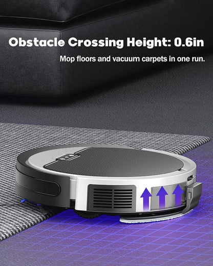 V3 2 in 1 Robot Vacuum and Mop Combo，5000Pa Suction, Works with 2.4G WiFi/Alexa/App/Remote Control, Schedule Cleaning, Automatic Self-Charging, Ideal for Pet Hair, Hard Floor and Carpet