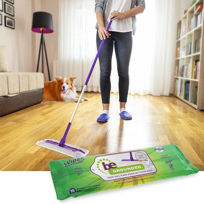 Wipex Natural Wet Floor Wipes - Rosemary Essential Oil & Vinegar - Textured Plant-Based Cloth to Trap and Absorb Dirt - Fit Swiffer Sweeper Mop - Wet Mop Pads Refills, Case Size, 16 Count (Pack of 12)