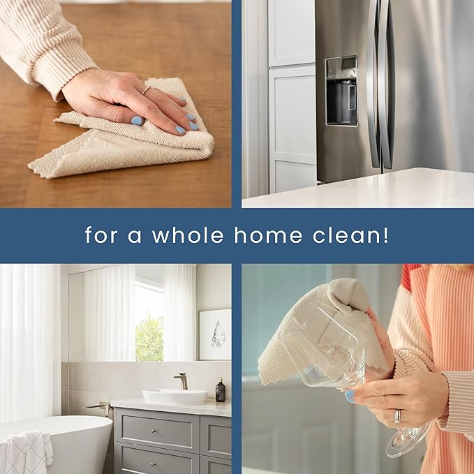 S&T INC. 50 Pack Microfiber Cleaning Cloth with Box, Bulk Towels for Home, Reusable Microfiber Towels for Cars, Cleaning Rags, Oatmeal, 11.8 Inches x 11.8 Inches, 50 Count