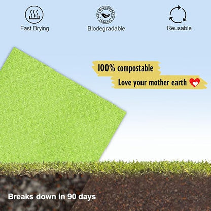 Swedish Dishcloths for Kitchen | 10 Pack Cellulose Sponge Dish Cloths Washable | Non-Scratch Reusable Towels Rags Ultra-Absorbent Cleaning Cloths Quick Drying