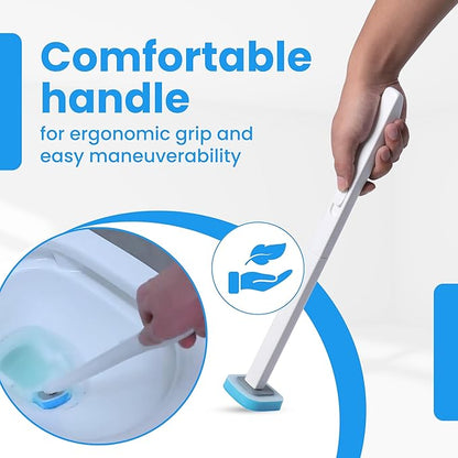 WizardFlush Toilet Brush - Disposable Toilet Bowl Cleaner for Bathroom with 36 Disposable Brush Head Refills, Scrub Brush for Toilet - Space Saving for Storage - Deep Cleaning Wand - Easy to Assemble