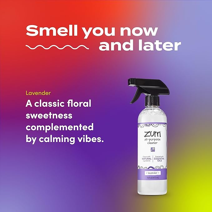 Zum by Indigo Wild All-Purpose Cleaner - Natural Multipurpose Cleaner Made with Essential Oils, Baking Soda & More - Wild Lavender, 16 fl oz