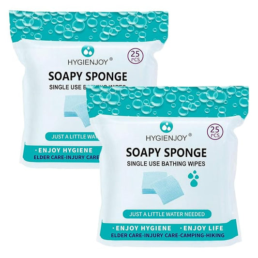 HYGIENJOY--Rinse Free Bathing Wipes (50-counts) Body Wipes For Adults Bathing--Extra Thick,No Residue Shower Wipes for Adults no rinse,For the Elderly,For the Injured,For the Bedridden,Also For