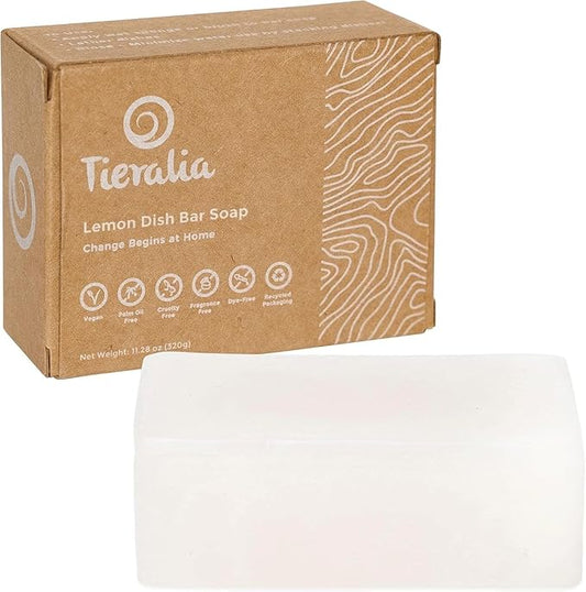 Tieralia Handcrafted Dish Bar Soap - Plant-Based, Zero Waste, Vegan Soap, Lemon Soap, Dish Soap - 2 Pack