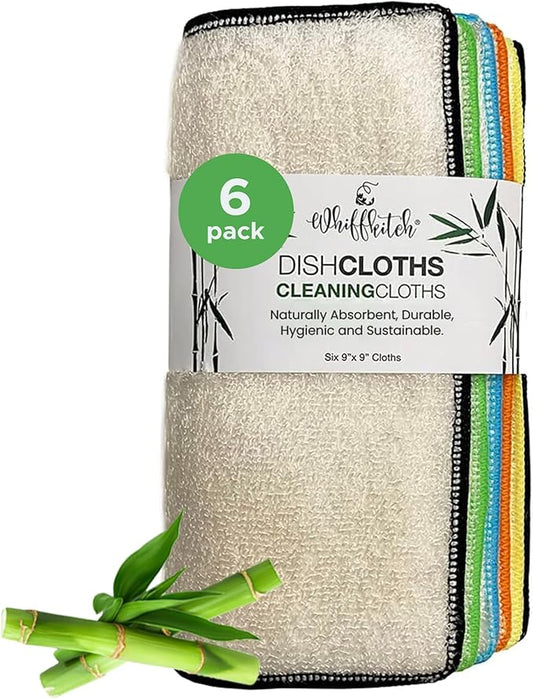 Whiffkitch Dishcloths & Towels for Kitchen – Drying, Absorbent, Washcloths, Durable, Non-Scratch, Multi-Surface Cleaning, 9x9 Inches Multi Color, 6 Pack