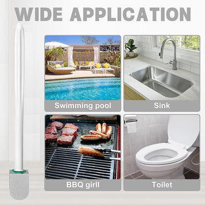 Toilet Pumice Stone with 2pcs overlength Handle Toilet Brush,Pumice Stone Toilet Bowl Cleaner, Pumice Stone for Toilet,Toilet Stone,Bathtubs, Kitchen Sink, Grill,Tile. (12, Gray)