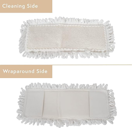 Harper Live.Love.Clean. Washable 2-in-1 Wet/Dry Bamboo Dust Mop Pad with Wraparound Attachment for Cleaning Dust, Pet Hair & Fine Dry Dirt