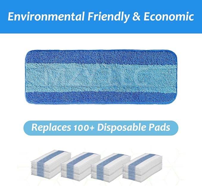 MZY LLC 8 Pack Microfiber Cleaning Pads Compatible with Bona Mop, 18 Inch Microfiber Mop Pads Reusable Pads for Hardwood Floor Cleaning