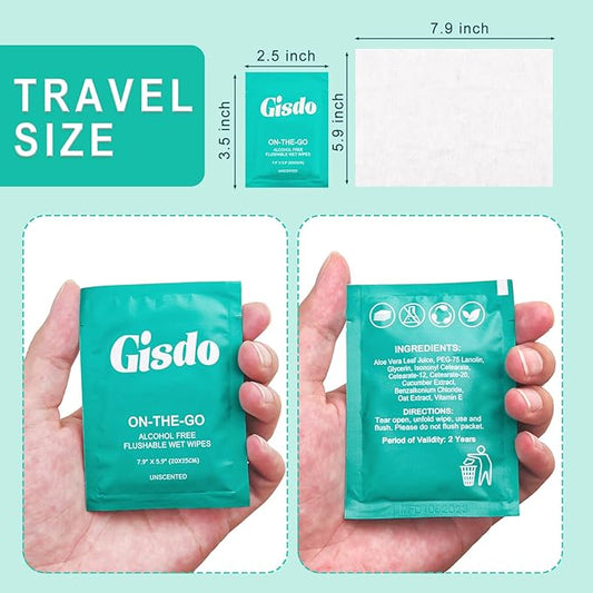 50 Pcs Wet Wipes, Fragrance Free, Plant Based, Aloe Vera for Butt, Hands, Face Cleaning, Sufficient Quantity, Individual Wrapped, Portable Size, Ideal for Daily Use