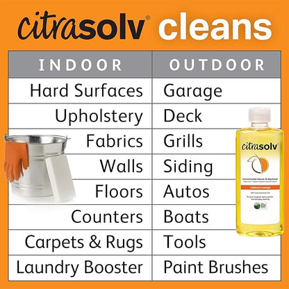 Citra Solv Concentrated Cleaner & Degreaser, Deodorizer, Home & Outdoor, Adhesive Remover, Natural Orange Oil 16 fl oz (12)