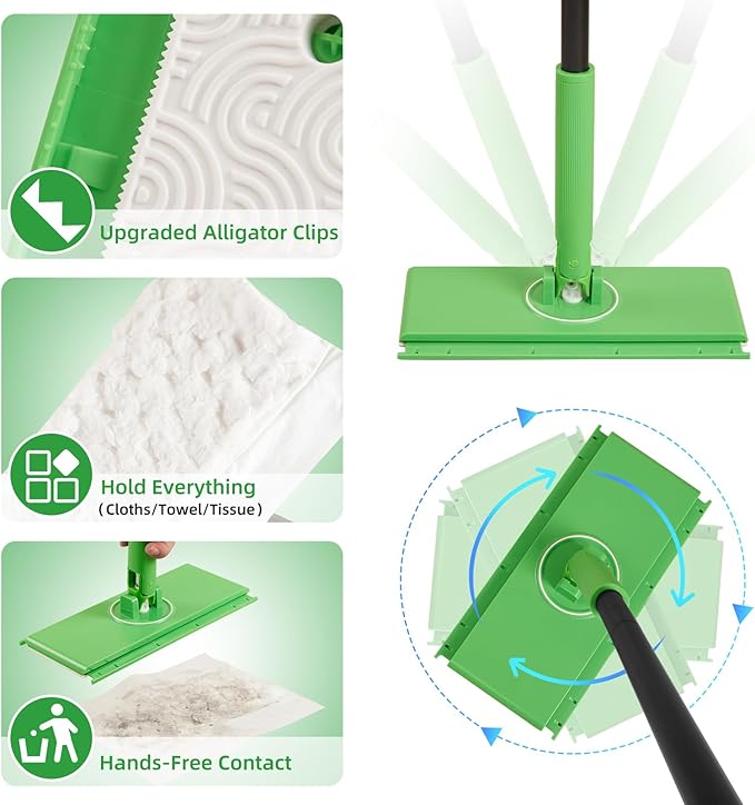 Newly Upgraded 2-in-1 Dry & Wet Sweeper Floor Mopping and Sweeping Kit with 20PCS Sweeping Cloths and 1 Sweeper, Multi-Surface Kit for Floor Cleaning