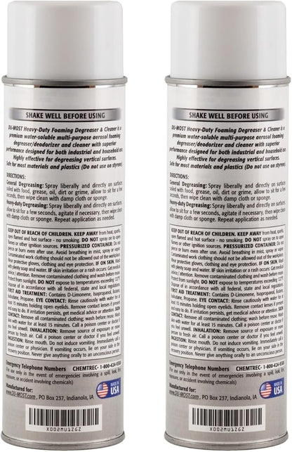 DU-MOST Heavy Duty Aerosol Foaming Degreaser & Cleaner, Deodorizer with Natural Citrus Solvent, 18 fl oz (Pack of 2)
