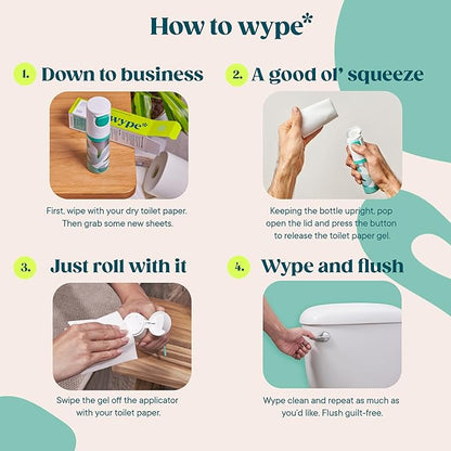 Wype | Starter Kit & Mini Bundle | Toilet Paper Gel | Flushable Wet Wipes Alternative | Vacation Essentials | 1 x Applicator, 1 x Refill (3.4 fl oz) + 1 x Mini (1 fl oz)