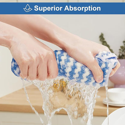 JOYMOOP Microfiber Cleaning Cloth, Pure Blue Towels with Edging, Small Size 18 Pack (10" x 10"), Absorbent Streak Free Lint Free Rags for Cleaning, Reusable and Washable Towels
