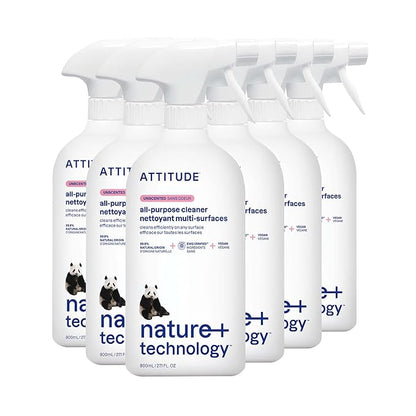 ATTITUDE All Purpose Cleaner, EWG Verified Multi-Surface Products, Vegan, Naturally Derived Multipurpose Cleaning Spray, Unscented, 27.1 Fl Oz (Pack of 6)