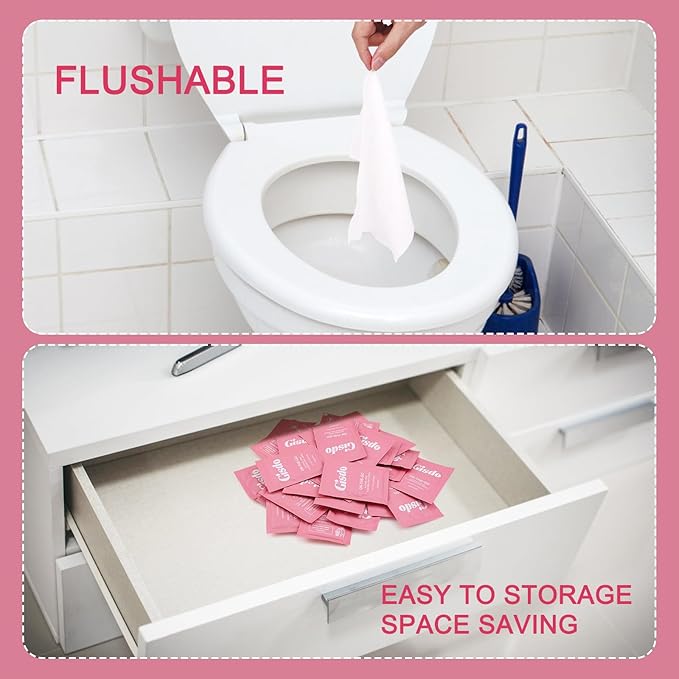 300 Pcs Fragrance Free, Plant Based Wet Wipes, Aloe Vera, Individually Wrapped, Flushable, for Butt, Hands, Sweat, Public Toilets, Outdoor Activities
