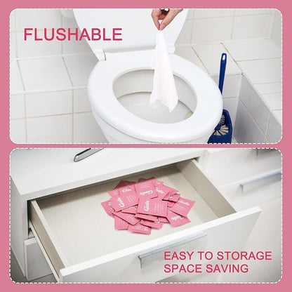 300 Pcs Fragrance Free, Plant Based Wet Wipes, Aloe Vera, Individually Wrapped, Flushable, for Butt, Hands, Sweat, Public Toilets, Outdoor Activities