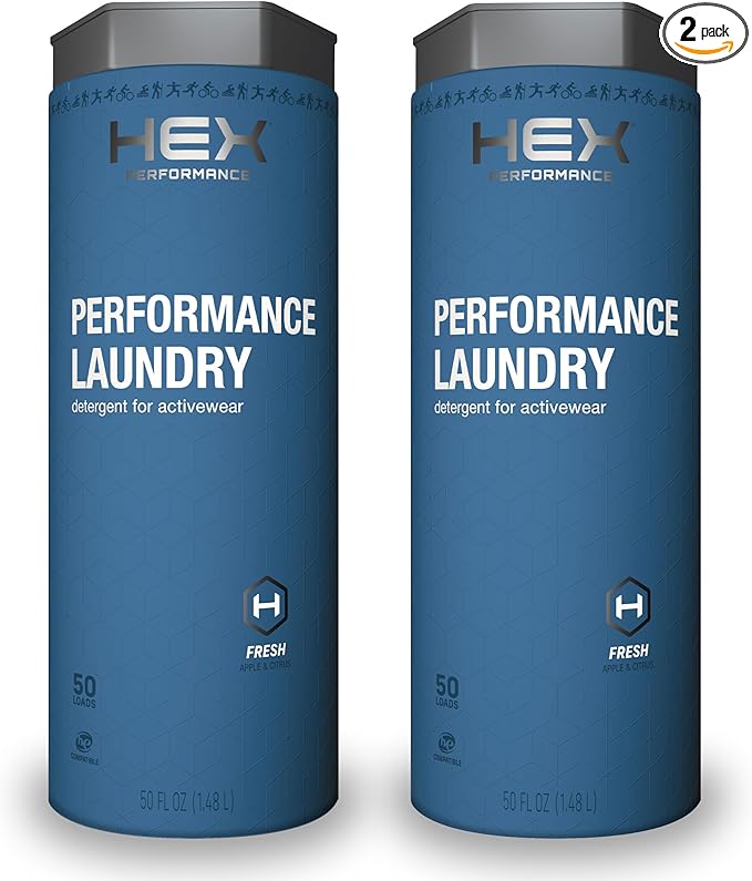 HEX Performance Laundry Detergent, Fresh, 100 Loads (Pack of 2) - Designed for Activewear, Eco-Friendly, Concentrated Formula