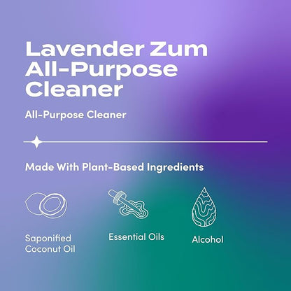 Zum by Indigo Wild All-Purpose Cleaner - Natural Multipurpose Cleaner Made with Essential Oils, Baking Soda & More - Wild Lavender, 16 fl oz