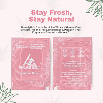 Feminine Flushable Individually Wrapped Traveling Non Scented Wipes.