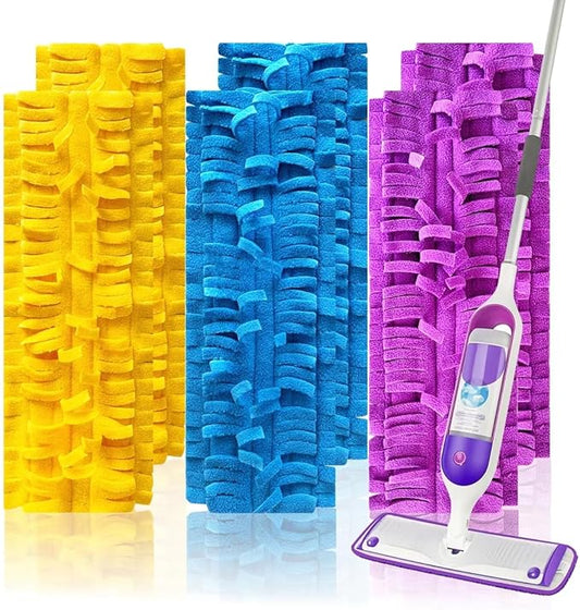 Reusable Refills Pad for Swiffer PowerMop: Power Mop Pad for Multi-Surface Mop and Swiffer PowerMop Wood Mop - Washable Floor Cleaning Replacement Pads 6Pcs (L)
