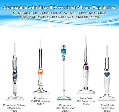 Steam Mop Replacement Pads Compatible with Bissell Powerfresh Steam Mop Pads for Bissell 1940 1806 1544 1440 2075 2685 Series Mops Resuable Floor Steamer Mop Pad Refills for Dry & Wet Cleaning, 8 Pack