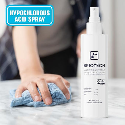 BRIOTECH Sanitizer Disinfectant Hypochlorous Spray, Kills 99.99% of Viruses & Bacteria, Eliminate Odor, Gentle for Nurseries & Play Rooms, Rinse Free Food Contact Surface Sanitizer, 1 Gal Refill