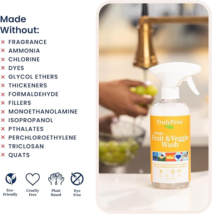 Natural Fruit and Veggie Wash Kit - DIY Vegetable Washer & Fruit Cleanser - Pack of 3