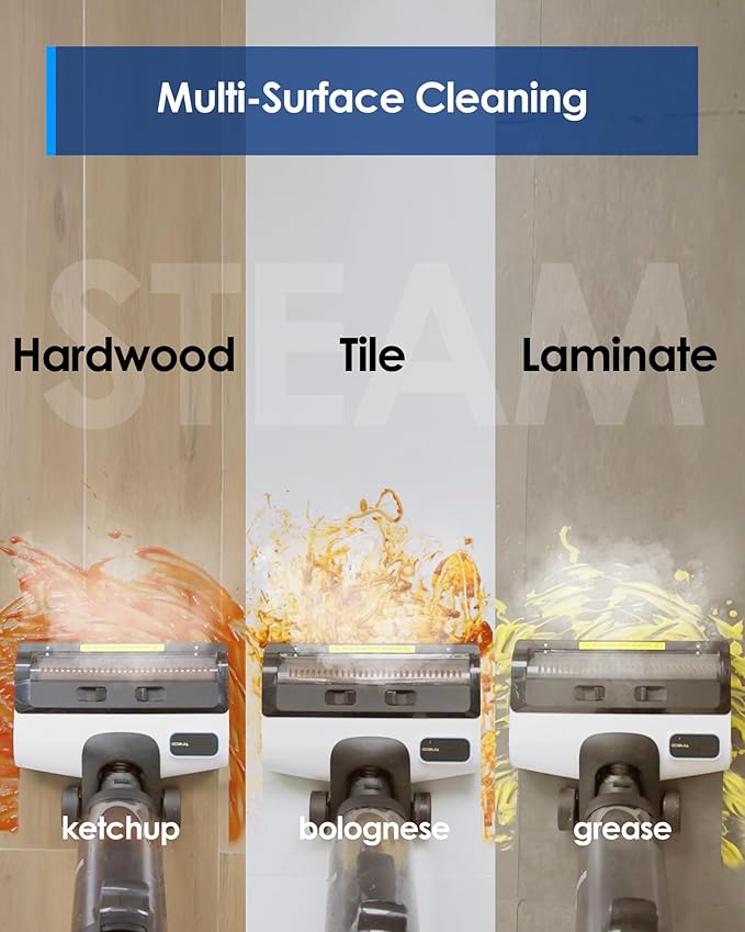 Tineco iFLOOR 5 Steam Corded Wet Dry Vacuum All-in-one, Steam Mop Hardwood Floor Cleaner Great for Sticky Messes, 248℉ High-temp Steam, Self-cleaning with steam