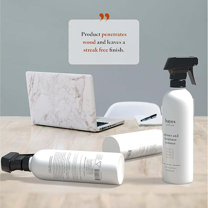 Bayes High-Performance Furniture, Cabinet Cleaner and Polish - Cleans, Conditions, and Preserves Fine Wood Furniture and Cabinetry - 16 oz