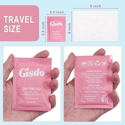 50 Pcs Fragrance Free, Plant Based Wet Wipes, Aloe Vera for Butt, Hands, Face Cleaning, Sufficient Quantity, Individual Wrapped, Portable Size, Ideal for Daily Use