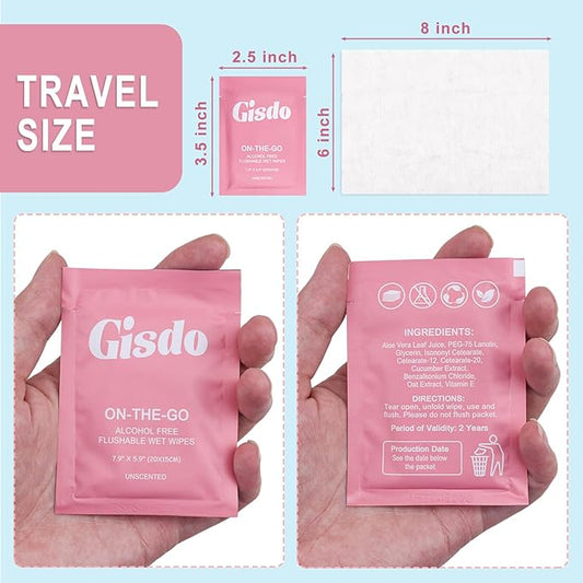 50 Pcs Fragrance Free, Plant Based Wet Wipes, Aloe Vera for Butt, Hands, Face Cleaning, Sufficient Quantity, Individual Wrapped, Portable Size, Ideal for Daily Use
