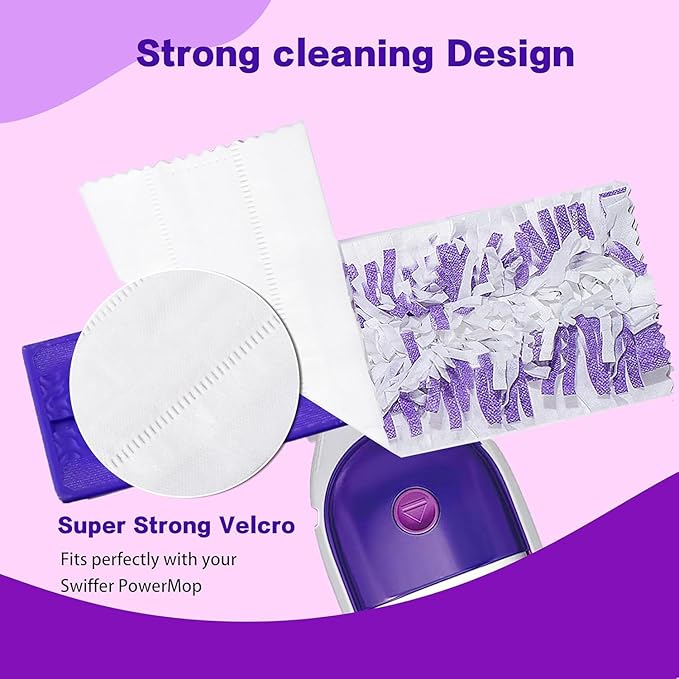 Disposable Mopping Pad Refills for Swiffer PowerMop Multi-Surface Mop and Swiffer PowerMop Wood Mop, Spray Clean Pads Replacement (Purple -30)