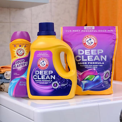 ARM & HAMMER™ Deep Clean Odor Formula Laundry Detergent Power Paks, Laundry Odor Remover, Radiant Burst Scent, 44 Count, 44 Loads (Pack of 4)